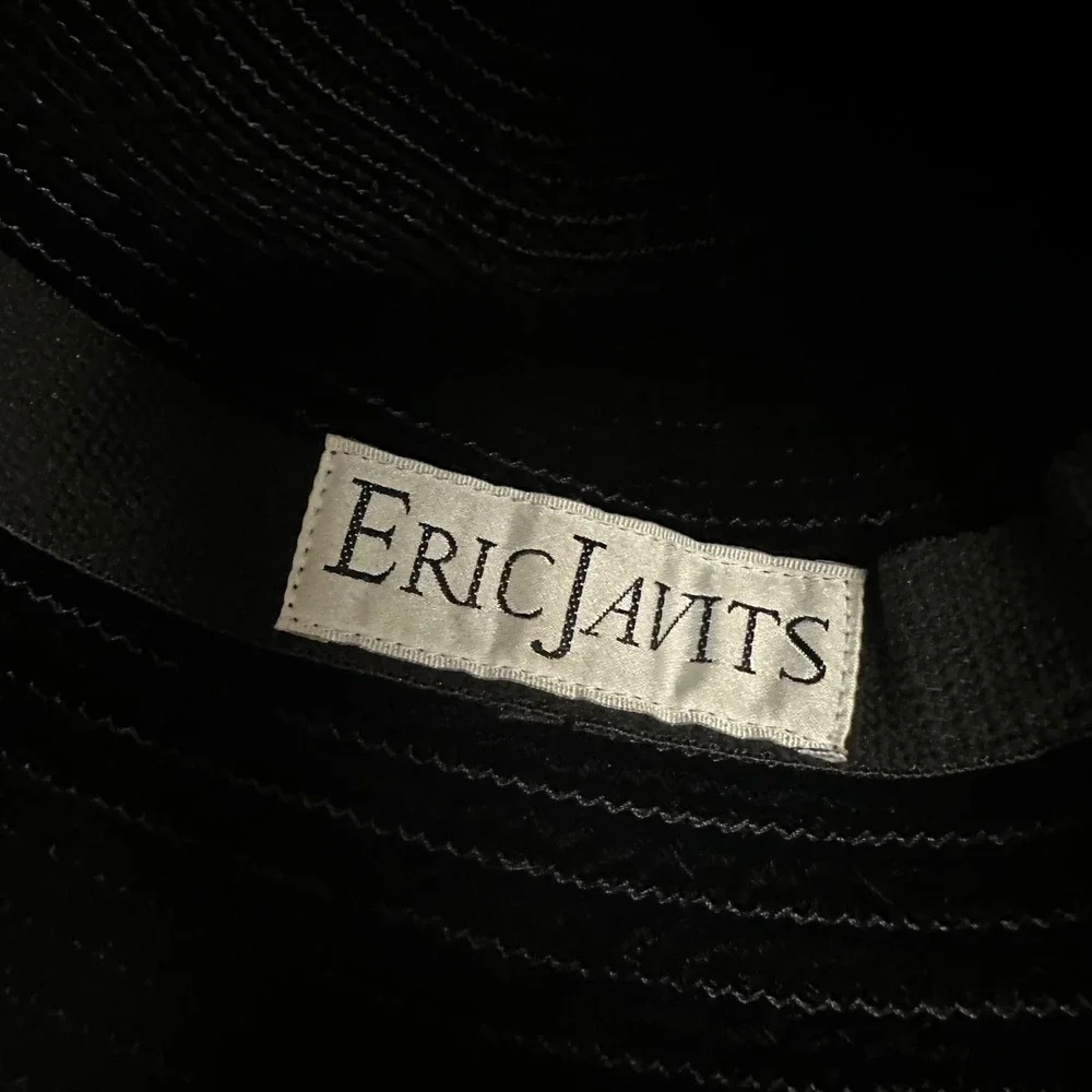 Eric Javits Black Velvet Ribbed Floppy Sun Hat Womens - Picture 4 of 6